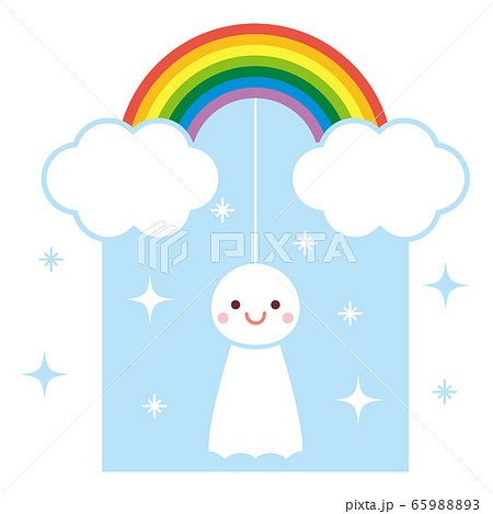 梅雨 虹とてるてる坊主 イラストのイラスト素材 6598
