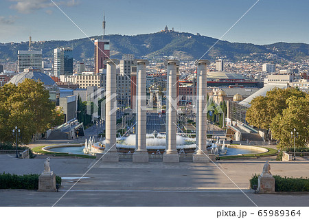 Overview of the city of Barcelona with the four 65989364