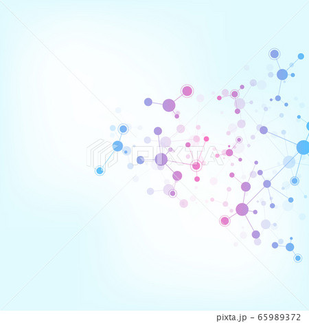 Abstract background of molecules. Molecular structures or DNA strand, genetic engineering, neural network, innovation technology, scientific research. Technological, science and medicine concept. 65989372