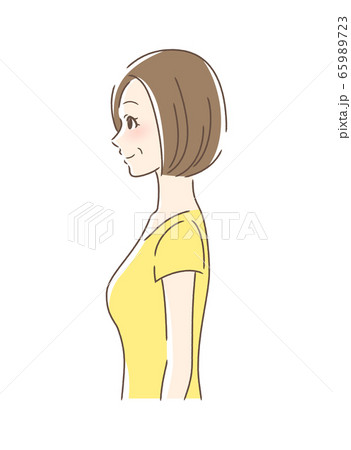笑顔な女性の横顔のイラスト素材 笑顔な女性の横顔のイラスト素材
