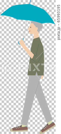 A man walking with an umbrella A man walking with an umbrella 65993195