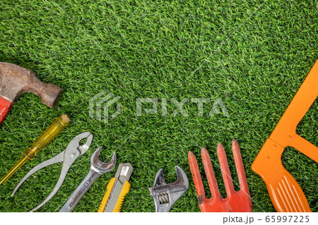 Labor day concept with construction repair tools Labor day concept with construction repair tools 65997225