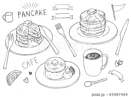 ラフに描いた手描きパンケーキのイラストのイラスト素材 65997404 Pixta
