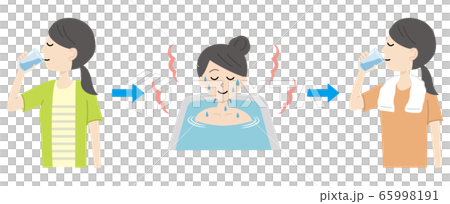 入浴前後に水分補給をする女性 65998191