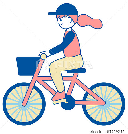 自転車に乗った女の子のイラスト素材のイラスト素材