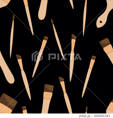 Seamless pattern with Different paint brushes isolated on black background. Art tools vector illustration Seamless pattern with Different paint brushes isolated on black background. Art tools vector illustration 66000383
