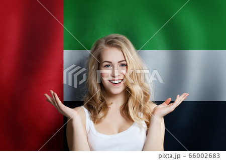 Arabic concept with happy Surprised cute girl  66002683