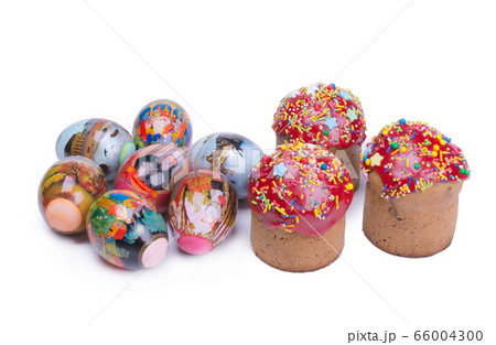 three Easter cakes covered with red icing, and three Easter cakes covered with red icing, and 66004300
