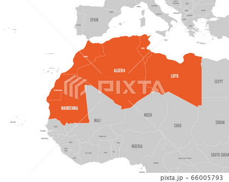 Map of Maghreb countries - Northwest Africa states. Vector illustration 66005793