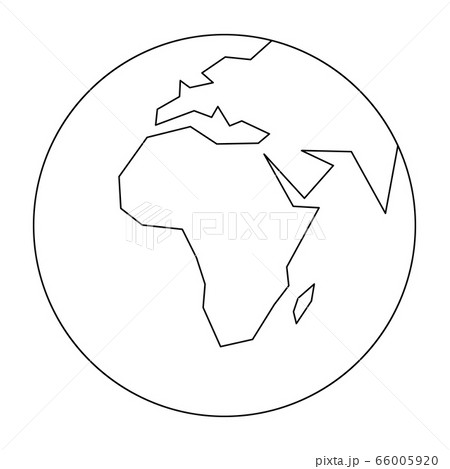Simplified outline Earth globe with map of World focused on Africa. Vector illustration 66005920