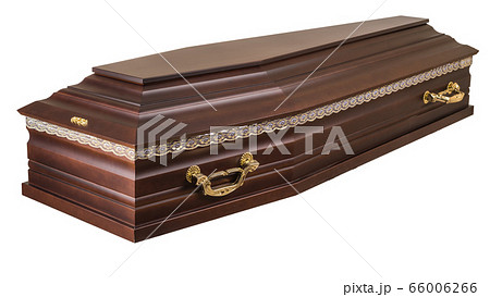 Coffin made of wood. Isolated on a white background. 66006266