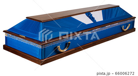 Coffin made of wood. Isolated on a white background. 66006272