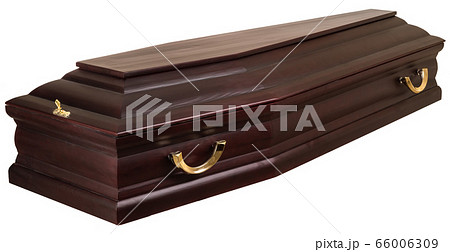 Coffin made of wood. Isolated on a white background. Coffin made of wood. Isolated on a white background. 66006309