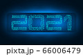 2021 New Year. Banner inscription, circuit board. illustration 66006479