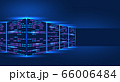 Server rack, blockchain technology, data center, concept of cloud storage and data exchange. Place for advertising. illustration 66006484