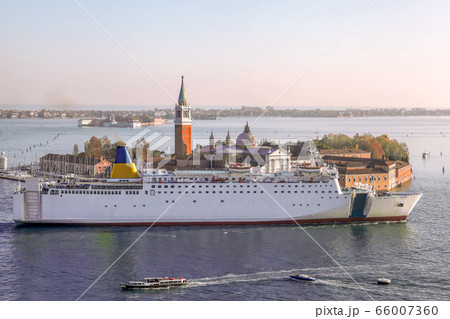 San Giorgo island against giant ship in Venice, San Giorgo island against giant ship in Venice, 66007360