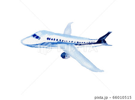飛行機 手描き イラスト 水彩 のイラスト素材