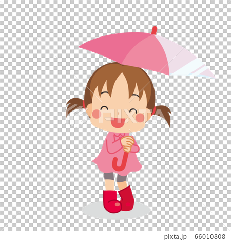 傘を差した可愛い女の子のイラスト素材