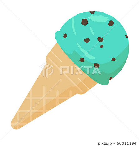 アイスクリーム コーン チョコミント イラストのイラスト素材