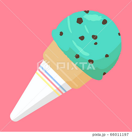 アイスクリーム コーン チョコミント イラストのイラスト素材