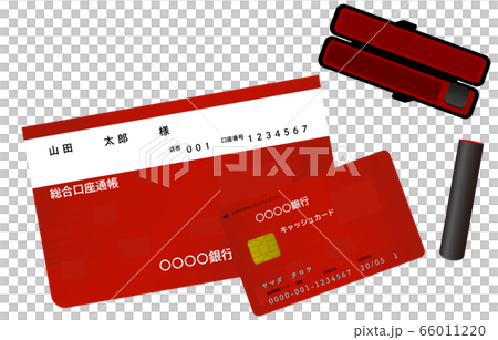 銀行存摺，現金卡和印章插圖 66011220