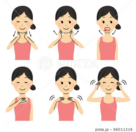 illustration of lady doing massage by herself illustration of lady doing massage by herself 66011316