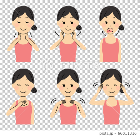illustration of lady doing massage by herself illustration of lady doing massage by herself 66011316
