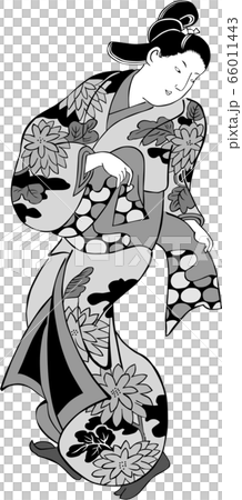 浮世絵 女性 その67 白黒 浮世絵 女性 その67 白黒 66011443