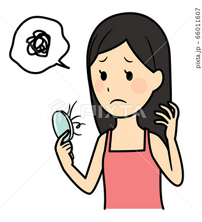 illustration of lady caring her hair 66011607