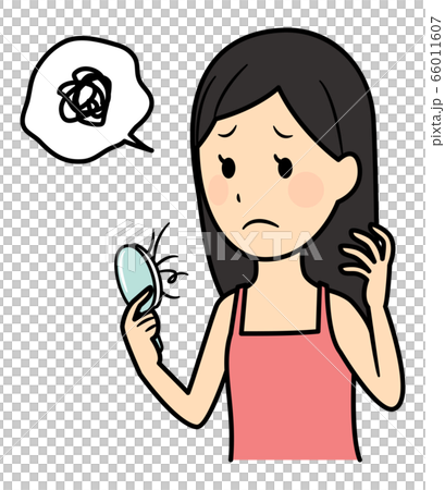 illustration of lady caring her hair 66011607