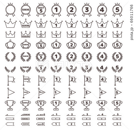 イラスト素材: ランキング　アイコン　線画　セット 66011766