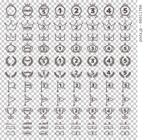 イラスト素材: ランキング　アイコン　線画　セット 66011766
