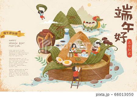 Miniature people wrapping zongzi Miniature people wrapping zongzi 66013050