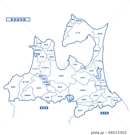 青森県地図 シンプル白地図 市区町村