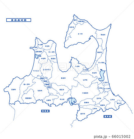 青森県地図 シンプル白地図 市区町村のイラスト素材