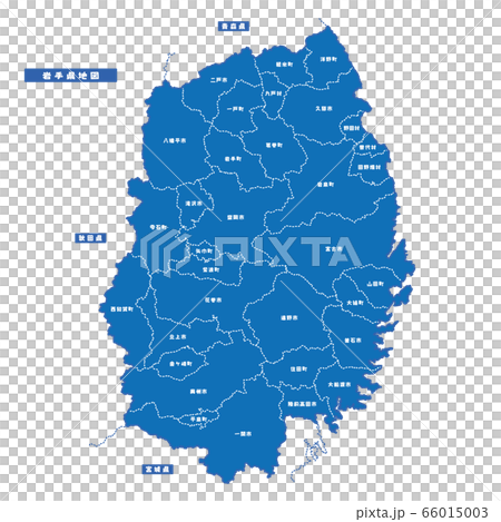 Iwate Prefecture Map Simple Blue City 66015003