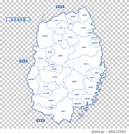 岩手県地図 シンプル白地図 市区町村のイラスト素材 66015004 Pixta