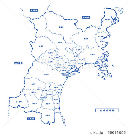 宮城県地図 シンプル白地図 市区町村