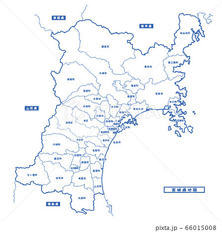 宮城県地図 シンプル白地図 市区町村のイラスト素材