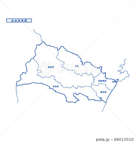 仙台市地図 シンプル白地図 市区町村のイラスト素材