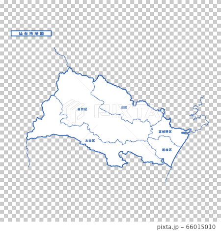 仙台市地図 シンプル白地図 市区町村のイラスト素材