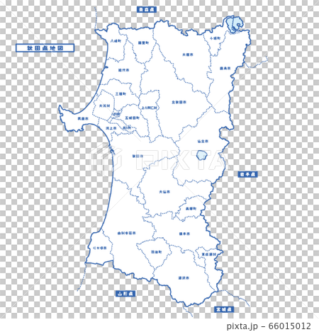 秋田県地図 シンプル白地図 市区町村のイラスト素材
