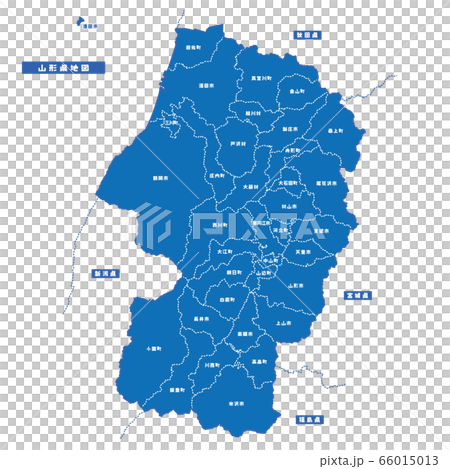 Yamagata Prefecture Map Simple Blue City Stock Illustration