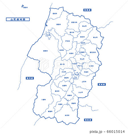山形県地図 シンプル白地図 市区町村