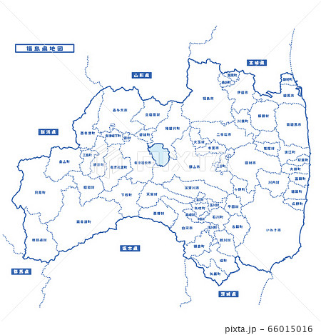 福島県地図 シンプル白地図 市区町村