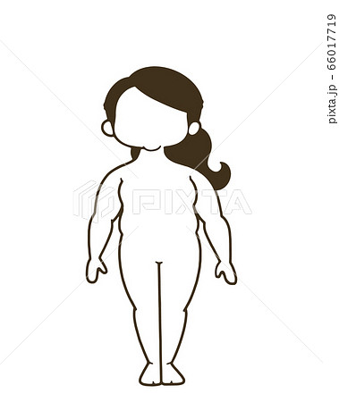 女性の人体のイラスト 正面 肥満のイラスト素材