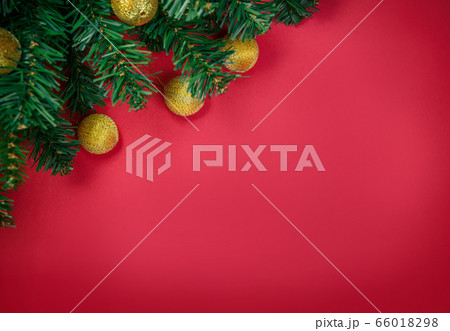 Christmas with decoration on red background 66018298