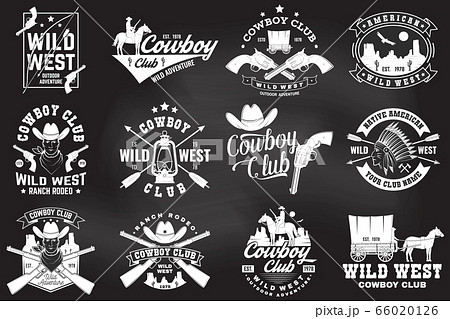 Cowboys vector vintage round emblem, label, badge or logo