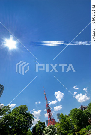 東京タワーとブルーインパルス 66021142