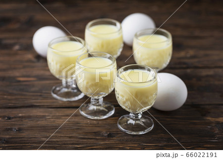 Traditional Italian liquor Vov with eggs 66022191
